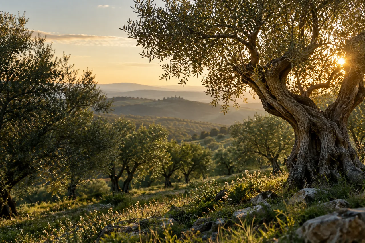 Oliveto nella luce del mattino